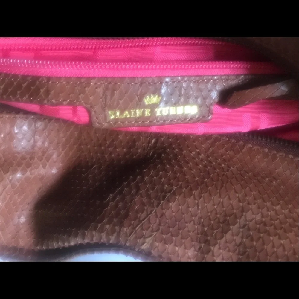 ELAINE TURNER snakeskin brown purse